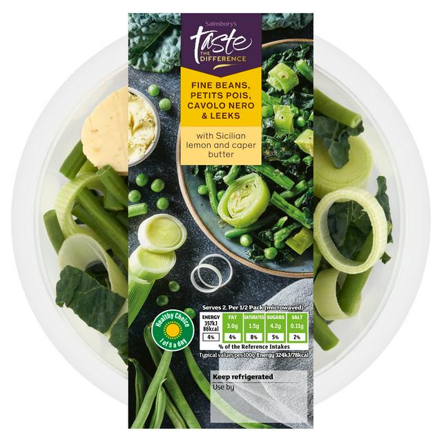 Sainsbury's Fine Beans, Petits Pois, Cavolo Nero & Leeks, Taste the Difference 220g