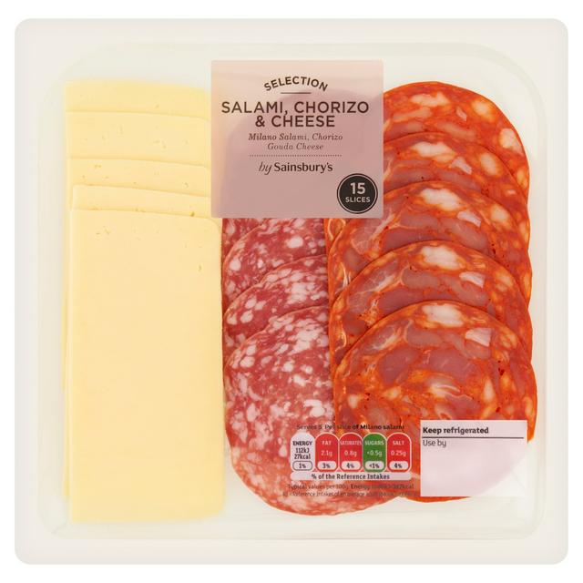 Sainsbury's Salami, Chorizo Gouda Cheese Slices x15 120g