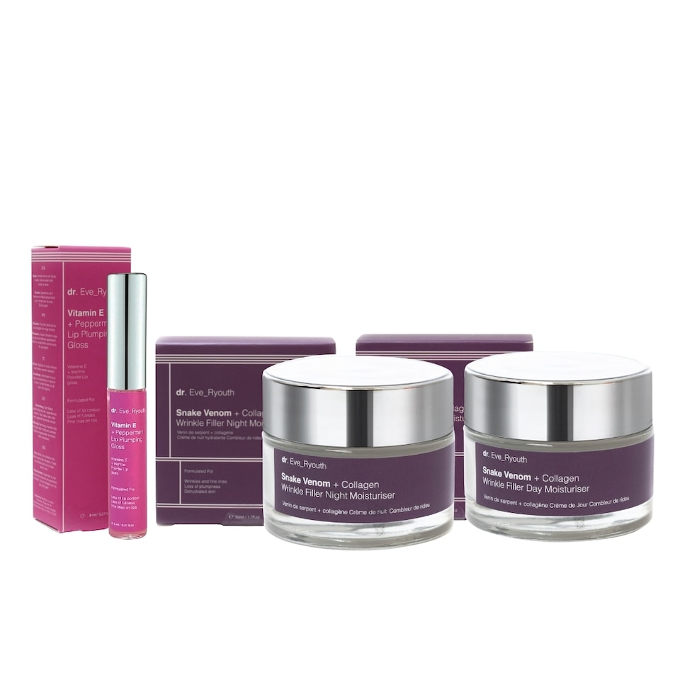 Dr. Eve_Ryouth Snake Venom + Collagen Wrinkle Filler Day Moisturiser 50ml + Snake Venom + Collagen Wrinkle Filler Night Moisturiser 50ml + Vitamin E Lip Plumps 8ml