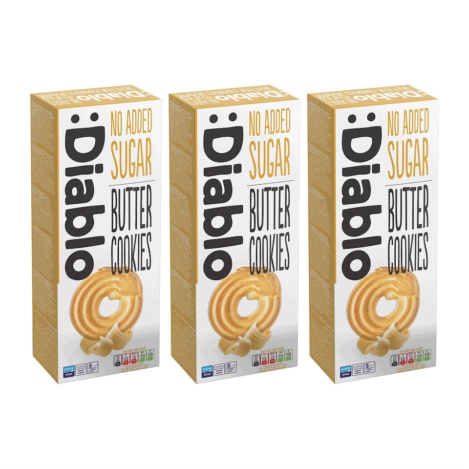 Diablo No Added Sugar Butter Cookies 135g 3 Pack