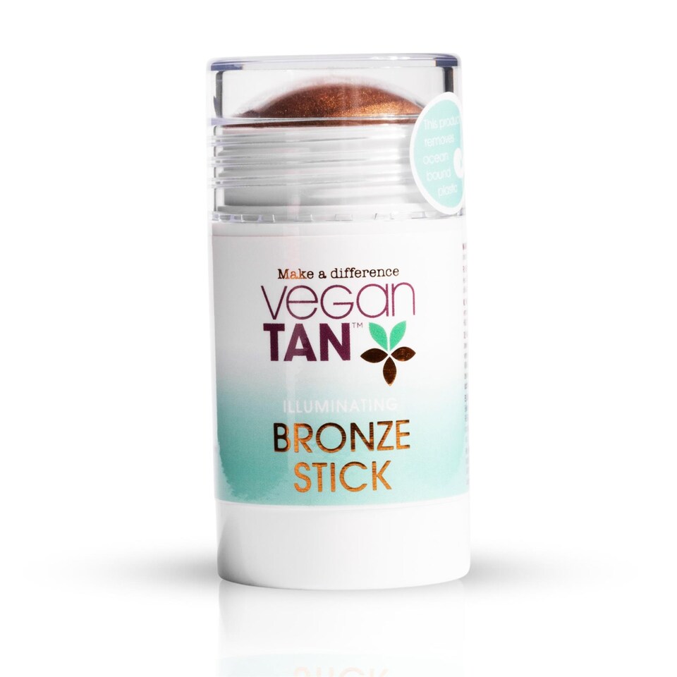 VeganTan Face Body Self Bronzing Stick Contour Highlight Cheekbones and Decolletage, Natural Sun Kissed Glow, Luminous Finish 38g
