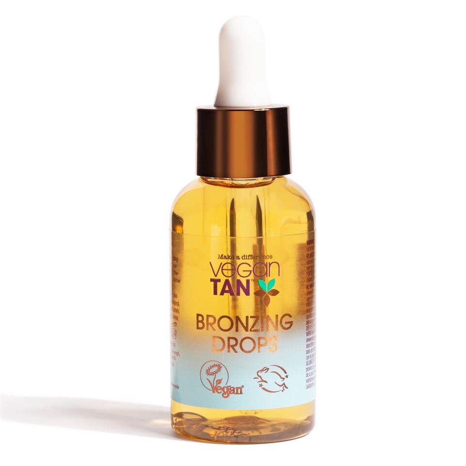 VeganTan Mix-In Bronzing Drops for Sun-Kissed, Buildable Tan, Self Tanning Drops for Face and Body, Boosts Skins Glow and Hydration, Suitable for All Skin Tones 50ml