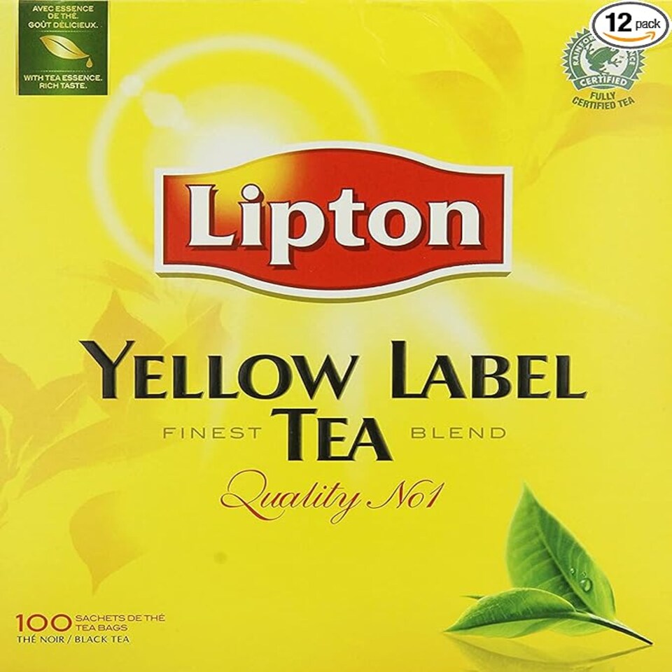 Lipton Yellow Label Tea (Pack of 12 x 100 Tea Bags)