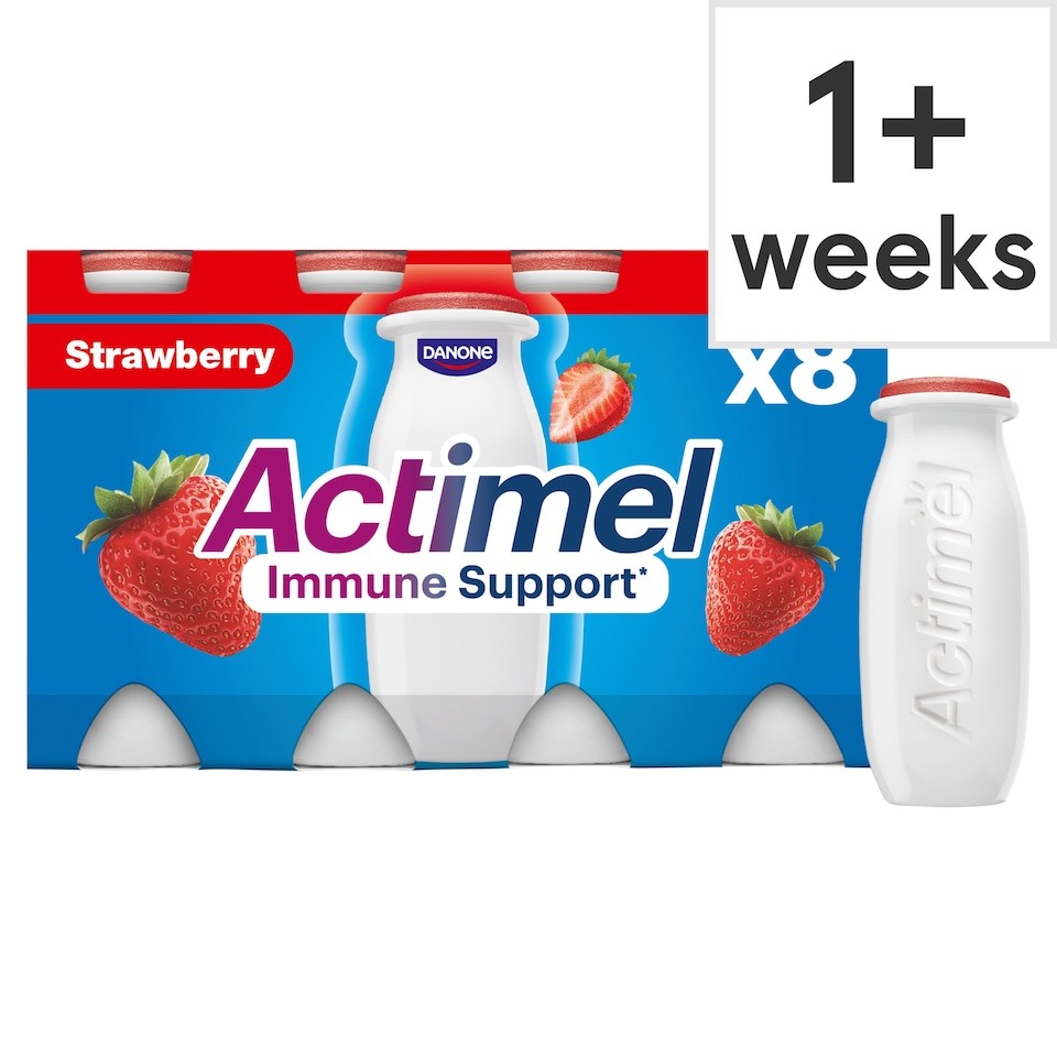 Actimel Strawberry Immunity Live Yoghurt Drink Multipack 8X100g
