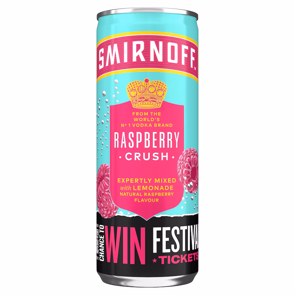 Smirnoff Raspberry Crush & Lemonade Ready To Drink Premix 250ml
