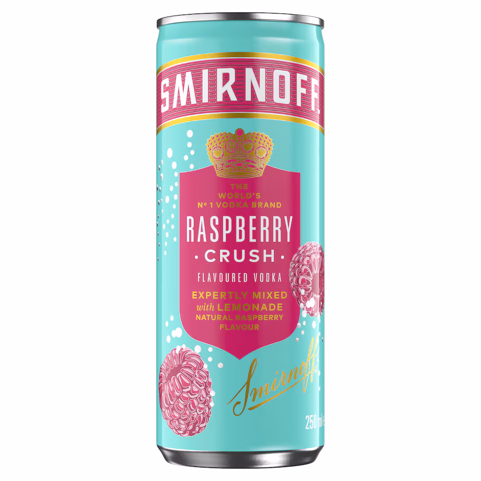 Smirnoff Raspberry Crush & Lemonade Ready To Drink Premix 250ml