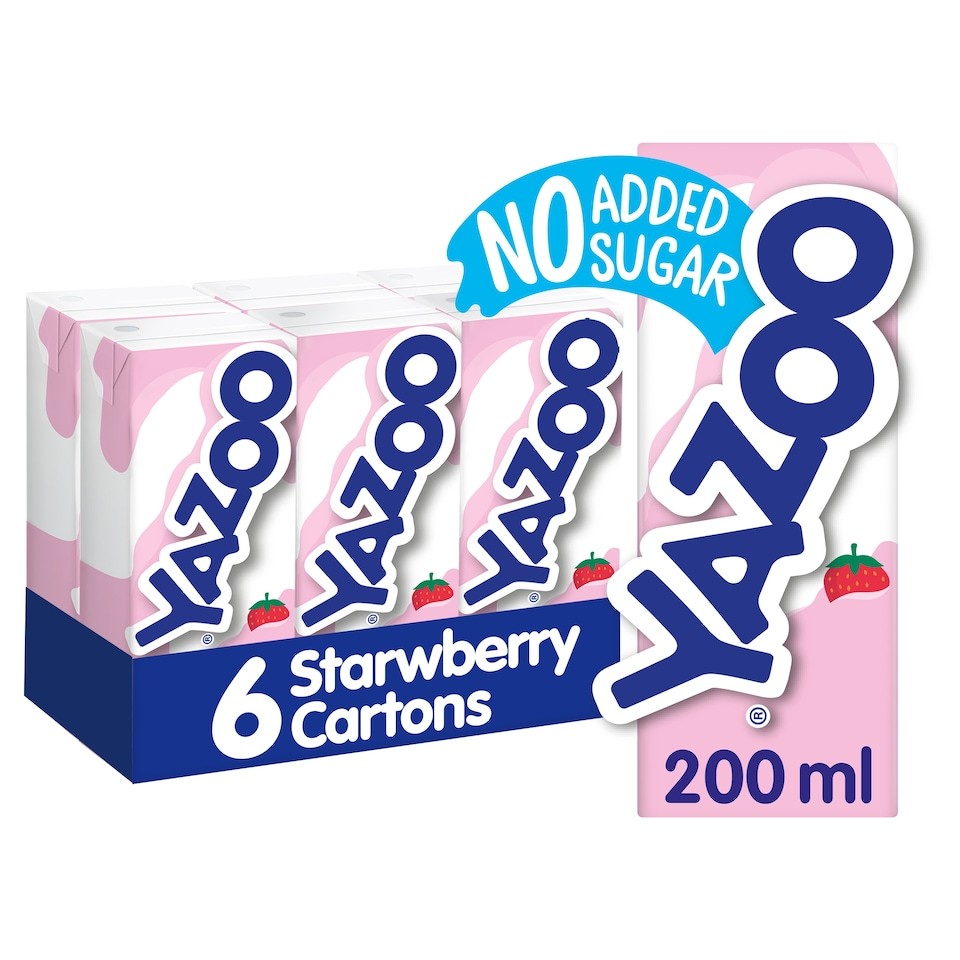 Yazoo No Added Sugar Strawberry Milk Drink 6 x 200ml