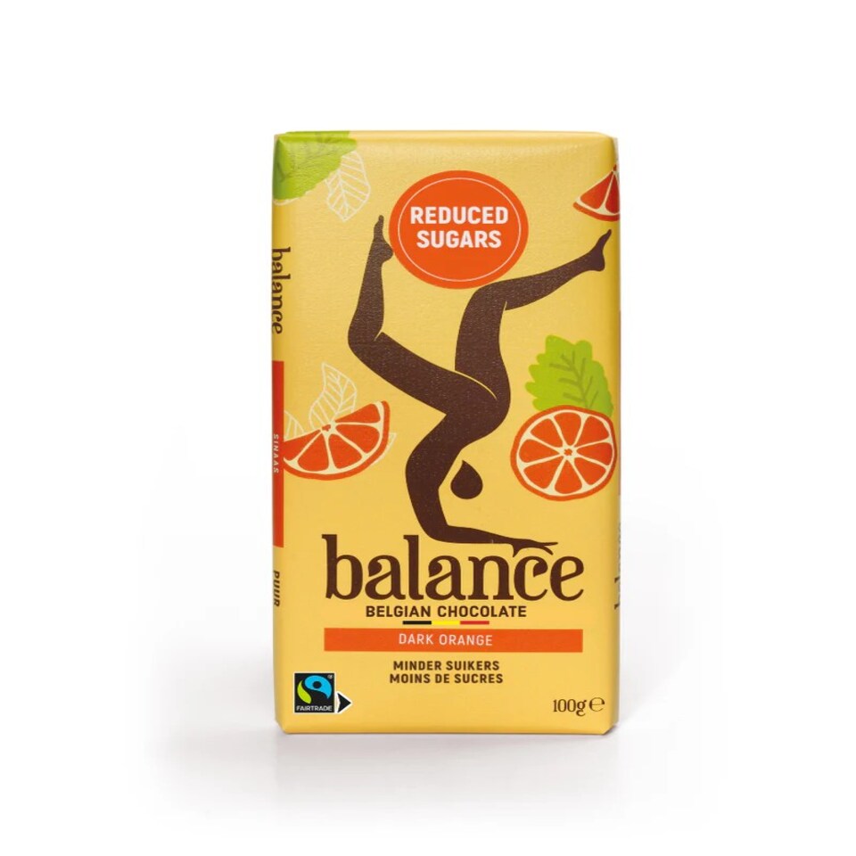 Balance No Added Sugar Belgian Diabetic Chocolate Bar – Dark Orange 100g