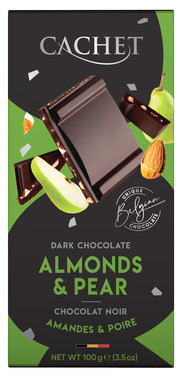 Cachet Dark Chocolate Almond & Pear 100g