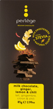 Perlege Melkesjokolade Ingefær & Sitron og Chili Aroma med Søtningsmidler 85 g
