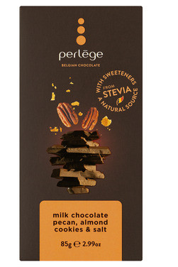 Perlege Melkesjokolade Pecannøtt Mandel & Salt Kakestykker med Søtningsmidler 85 g