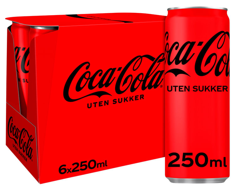 Coca Cola u/Sukker 0,25lx6 boks