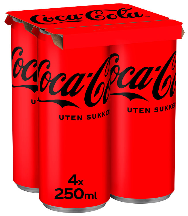 Coca-Cola u/Sukker 0,25lx4 boks