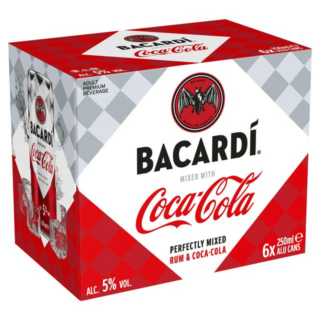 Bacardi & Coca-Cola Pre Mixed Cans 6x 250ml