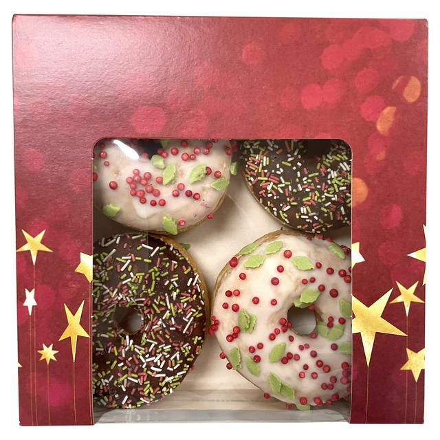 Sainsbury's Christmas Iced Ring Doughnuts x 4