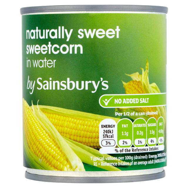 Sainsbury's Naturally Sweet Sweetcorn In Water 198g (157g*)