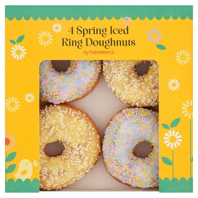 Sainsbury's 4 Spring Iced Ring Doughnuts