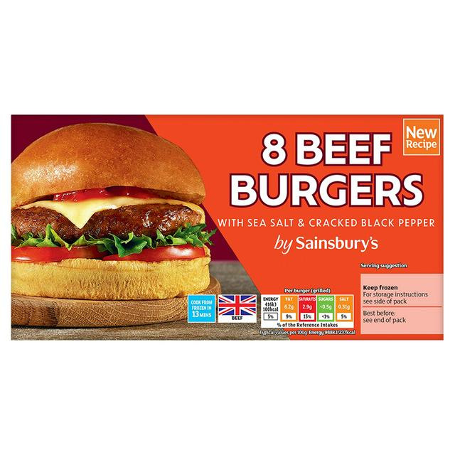 Sainsbury's Beef Burgers x8 454g