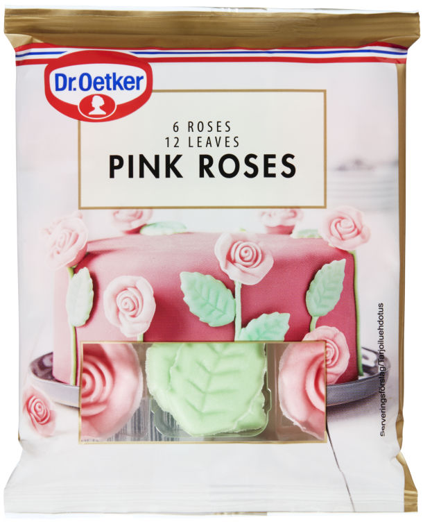 Sukkerroser Rosa m/Blad 50g Dr.Oetker