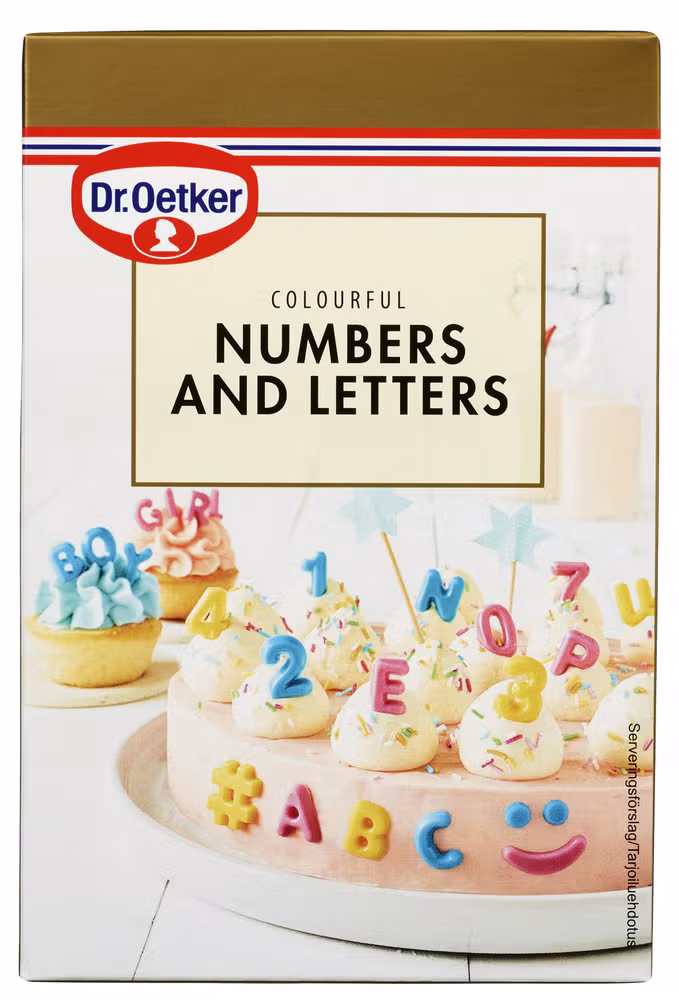 Kakepynt bokstaver og tall 44 g