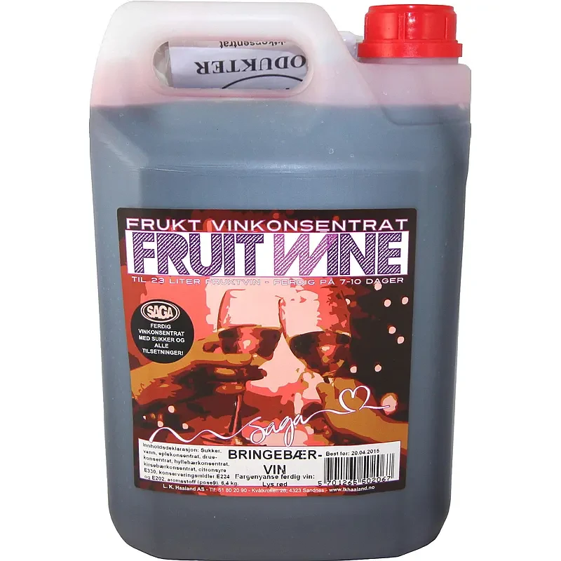 Fruktvin Bringebær m/sukker Saga