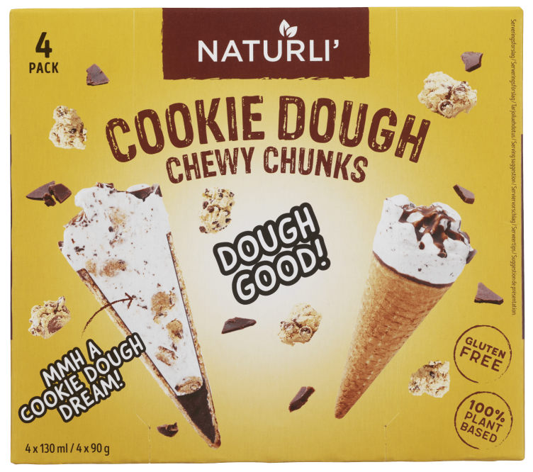 Krone-Is Cookie Dough 4pk Naturli'