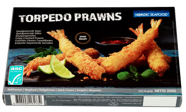 Nordic Seafood Asc Torpedo Prawns 200g