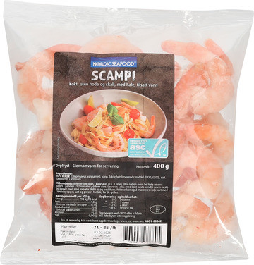 Nordic Seafood Asc Stor Kokt Pillet Scampi 21/25 400g