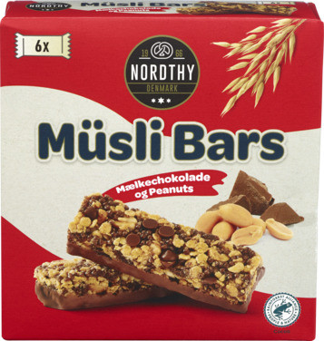 Nordthy Müsli Bars Peanuts & Mælkechokolade 6-pack (rød) 150g