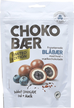 Choko Bær Blåbær m/hvid Chokolade og Mælkechokolade 80g Nordthy