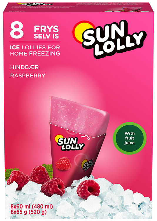 Sun Lolly Raspberry 8stk
