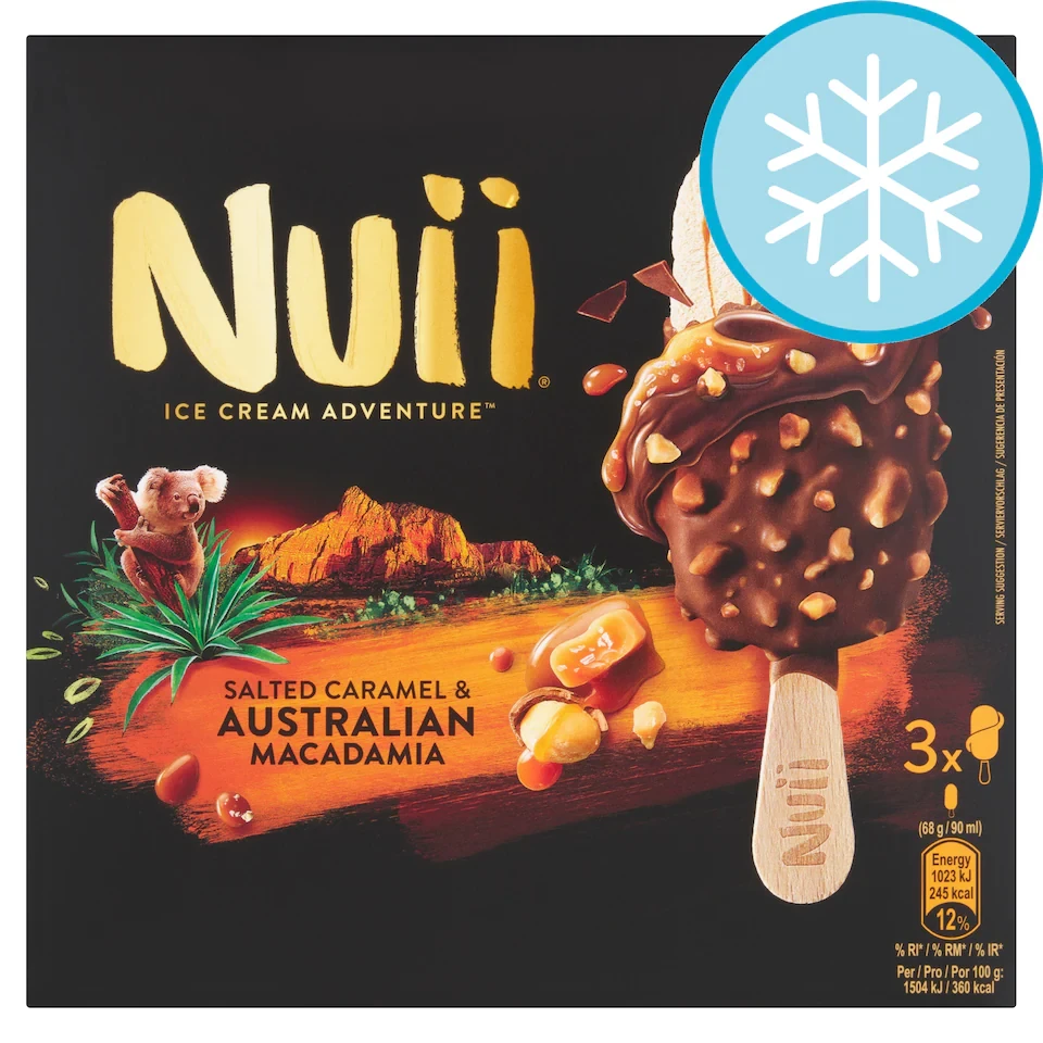 Nuii Salted Caramel Macadamia Ice Cream Sticks 3X90ml