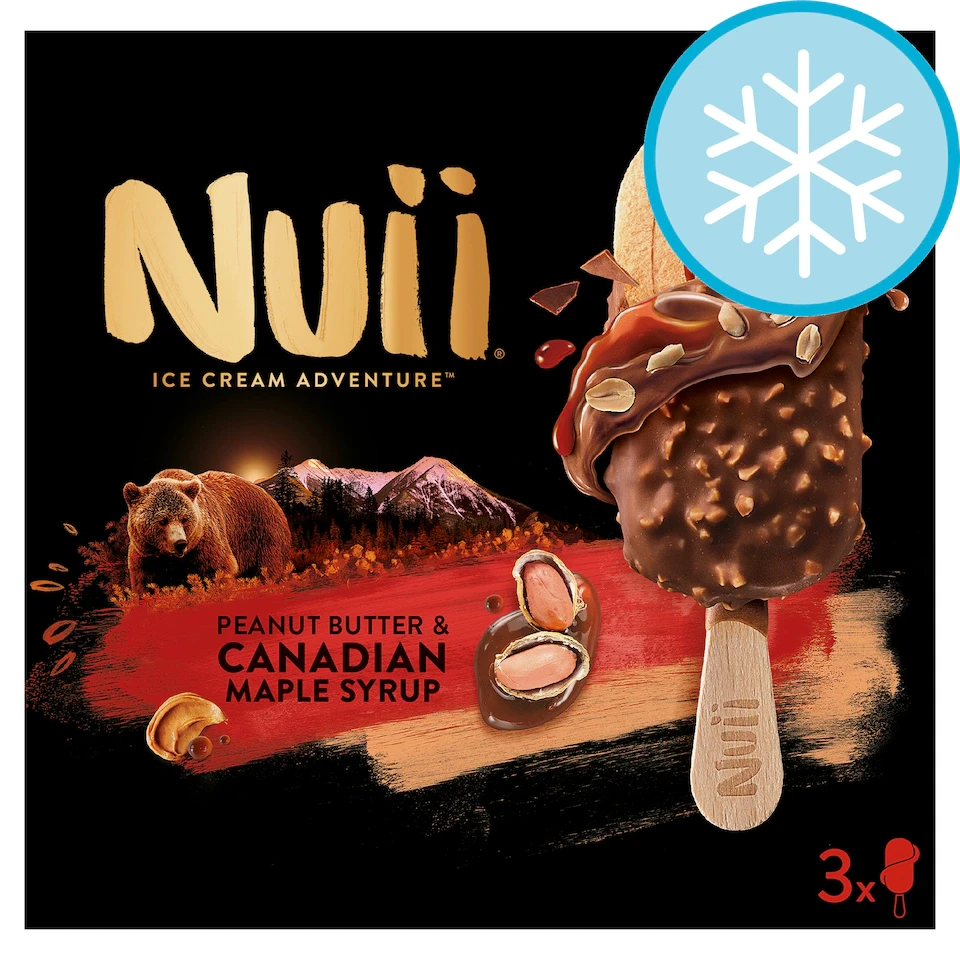Nuii Peanut Butter & Canadian Maple Syrup Ice Cream Sticks 3x90ml