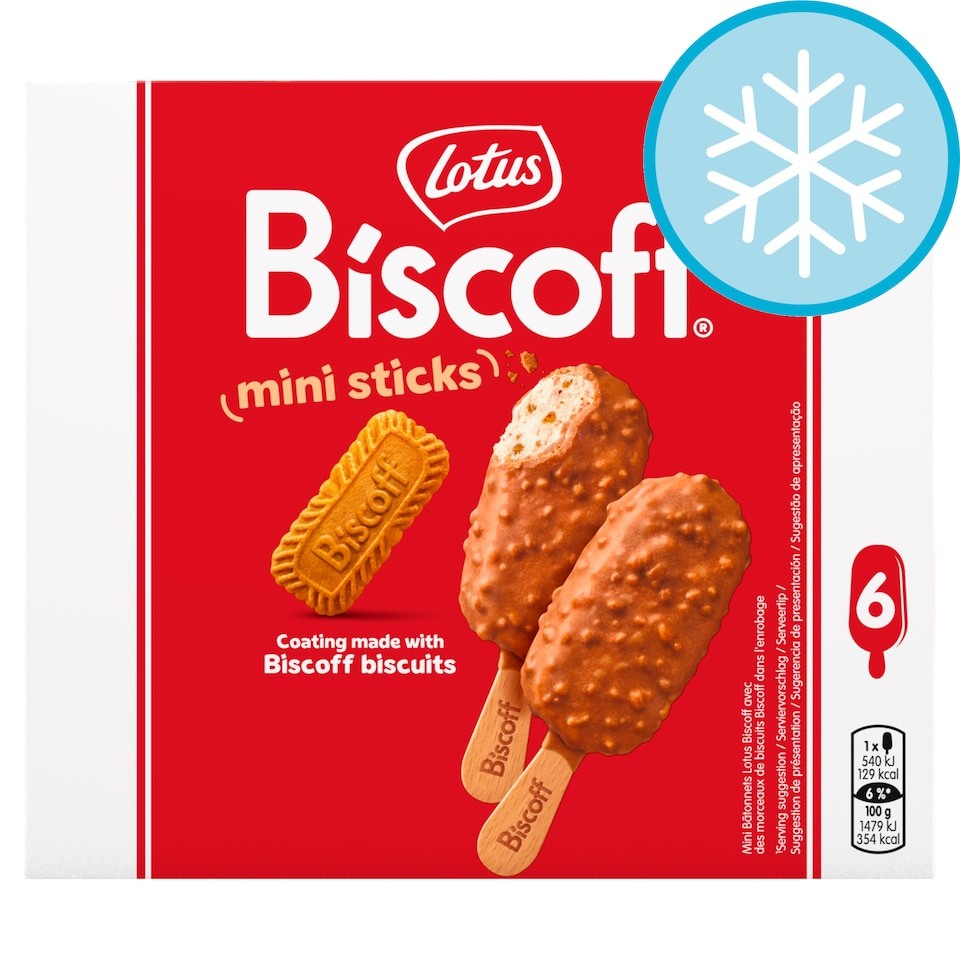 Lotus Biscoff Mini Ice Cream Sticks 6x50ml