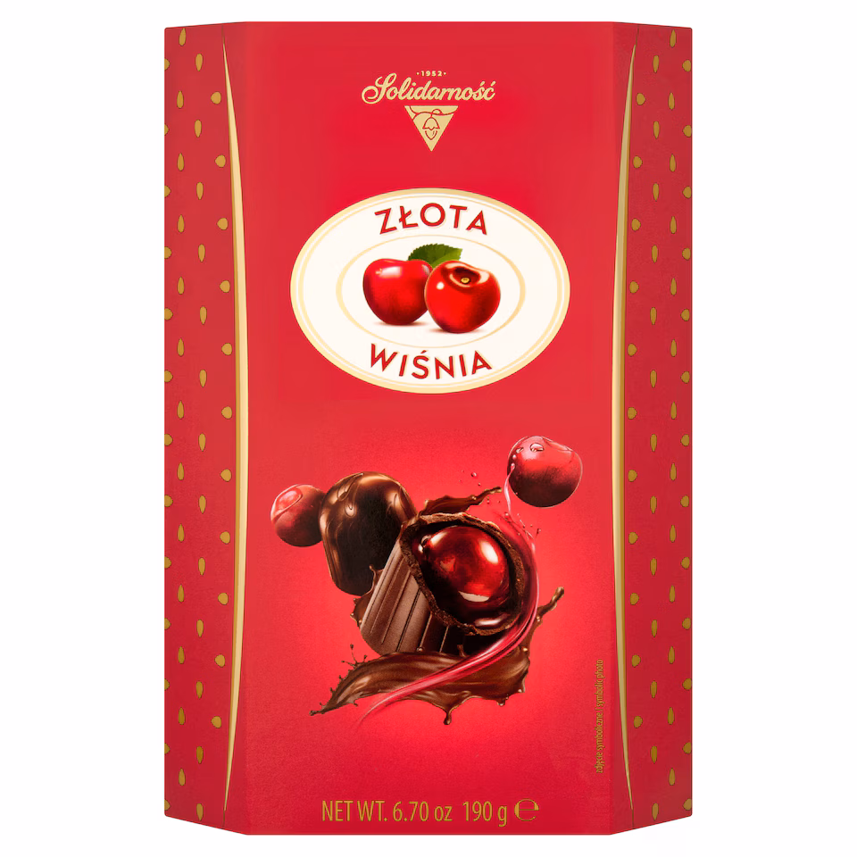 Solidarnosc Golden Cherry Chocolates In Liqueur 190G