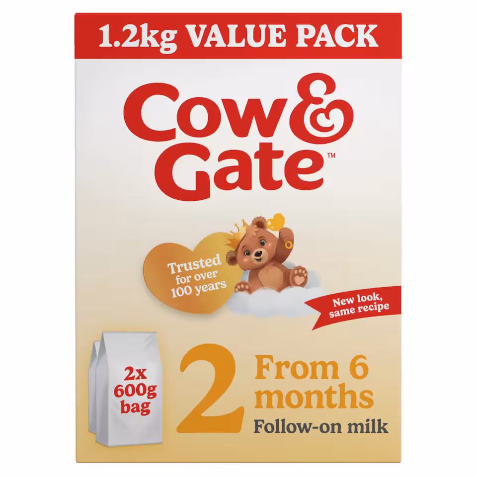 Cow & Gate 2 Follow On Baby Milk Formula Powder 6-12 Months Big Pack 1.2kg