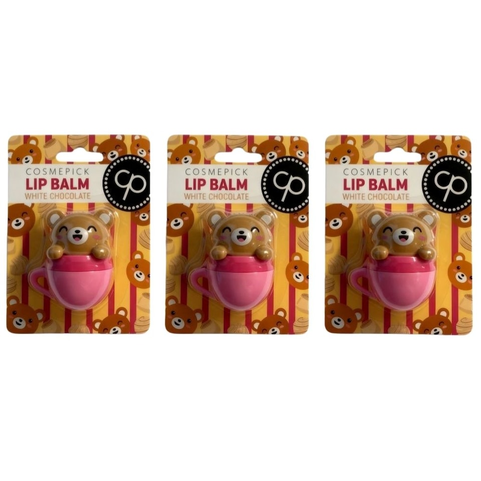 COSMEPICK White Chocolate Bear Lip Balm 3 x 6g