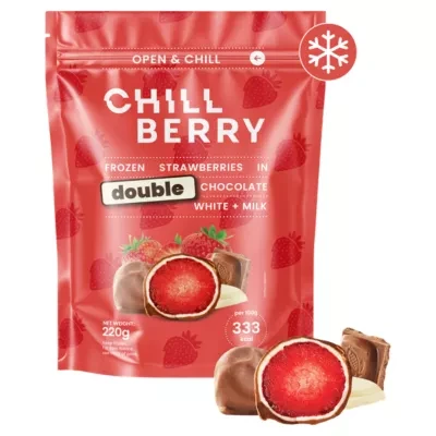 Chill Berry Frozen Strawberries in Double Chocolate White + Milk 220g