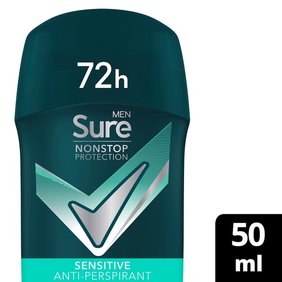 Sure Men Nonstop Protection 72h Sensitive Antiperspirant Deodorant Stick 50ml