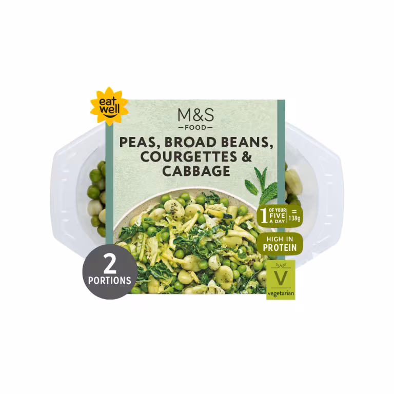 M&S Peas, Broad Beans, Courgettes and Cabbage