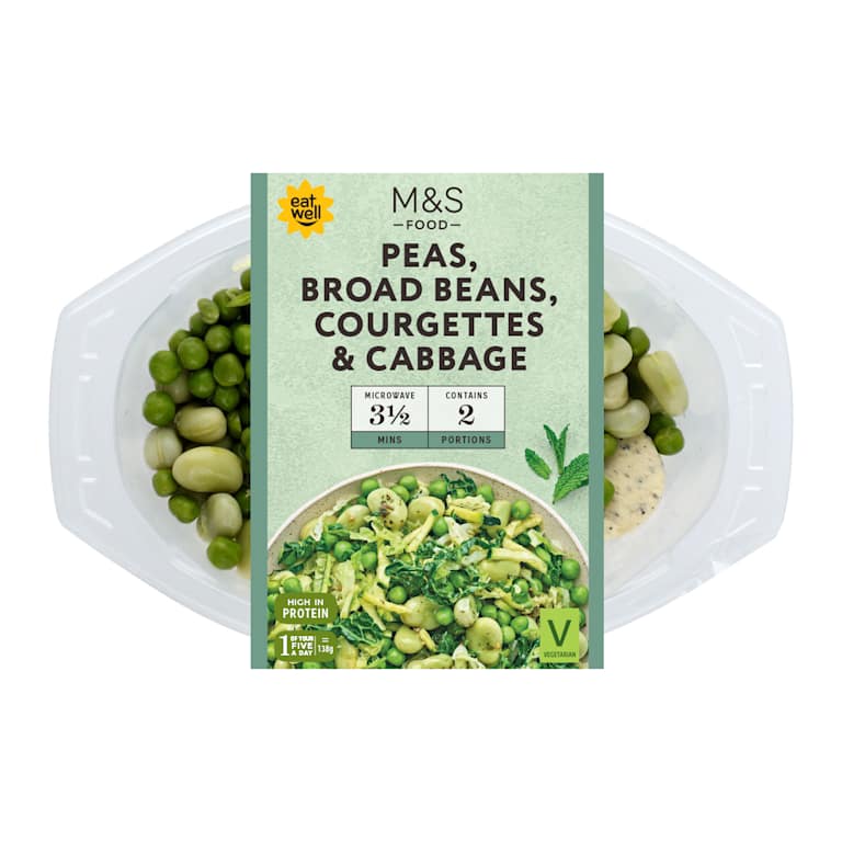 M&S Peas, Broad Beans, Courgettes and Cabbage