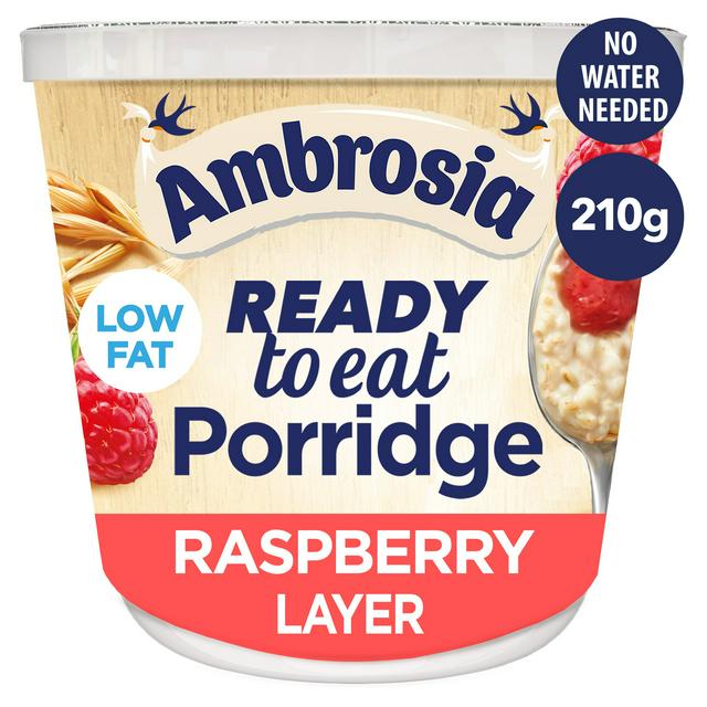 Ambrosia Ready to Eat Porridge Oat Cereal Pot Raspberry Layer 210g