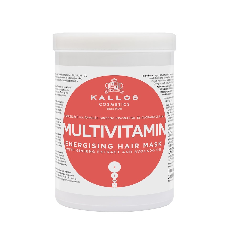 Kallos KJMN Multivitamin Hair Mask 1LNourishing care for fragile dull hair Enriched with ginseng and avocado oil to hydrate and protect from heat damage