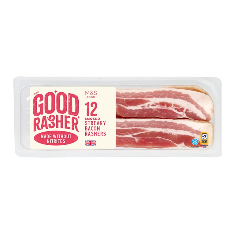M&S British Outdoor Bred 12 Smoked Streaky Bacon Rashers