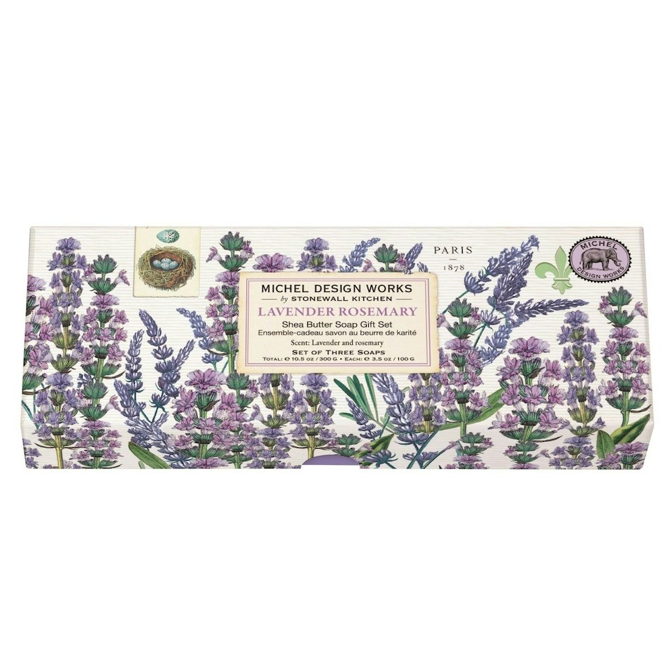 Michel Design Works Set of 3 Shea Butter Soaps Gift Set Lavender Rosemary
