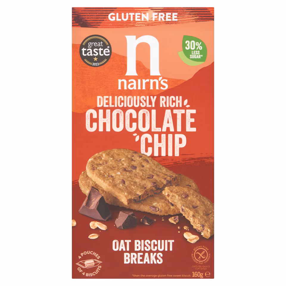 Nairn's Gluten Free Biscuit Breaks - Oats & Chocolate Chip 160g
