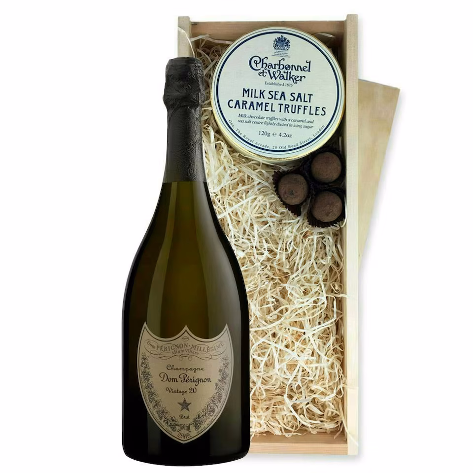 Dom Perignon Brut Vintage Champagne And Milk Sea Salt Charbonnel Chocolates Box 75cl 12.5% abv
