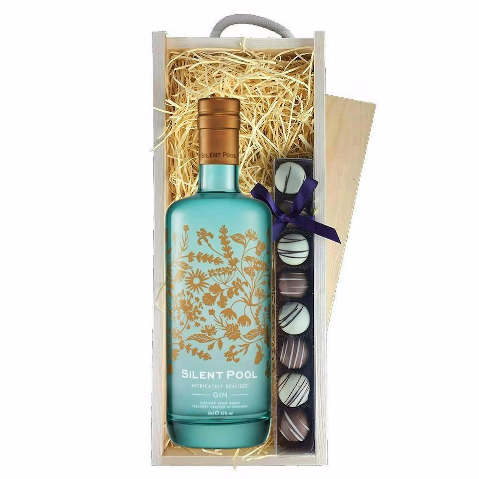 Silent Pool Gin & Truffles, Wooden Box 70cl 43% abv
