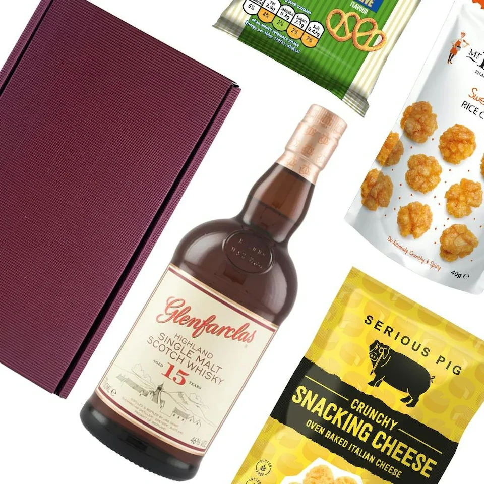 Glenfarclas 15 Year Old Whisky Nibbles Hamper 70cl 46% abv