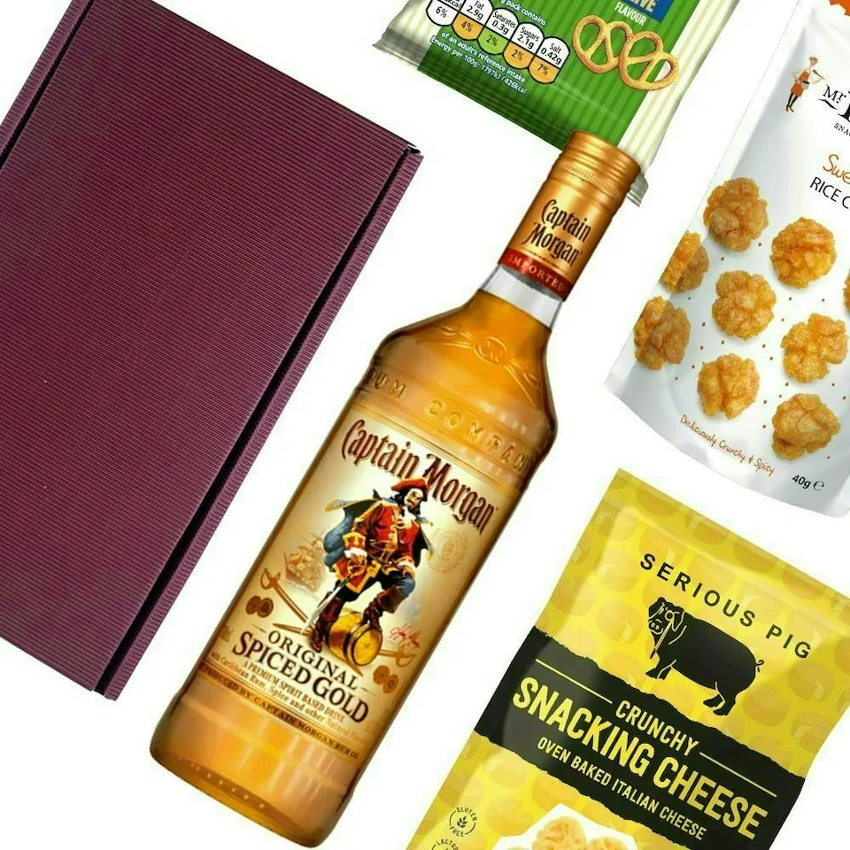 Captain Morgan Original Spiced Gold Rum Nibbles Hamper 70cl 35% abv